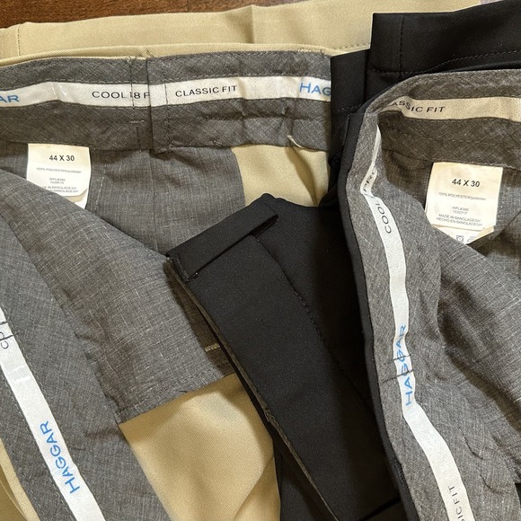 Bundle 2 Men's Haggar Cool 18 Pro Classic Fit Chino Pants 44x30 Khaki Black Golf - Picture 5 of 15